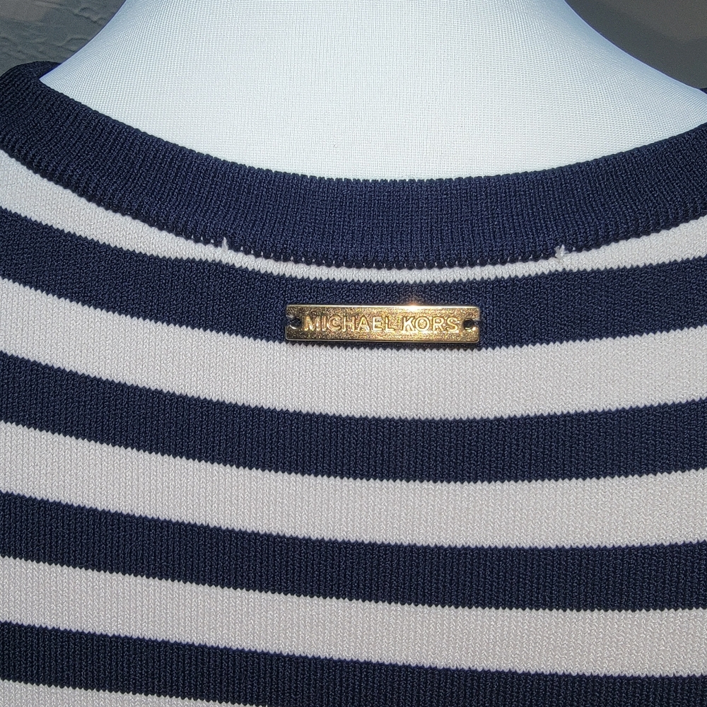MICHAEL by Michael Kors Navy Striped Dress - Size Medium - Picture 5 of 7